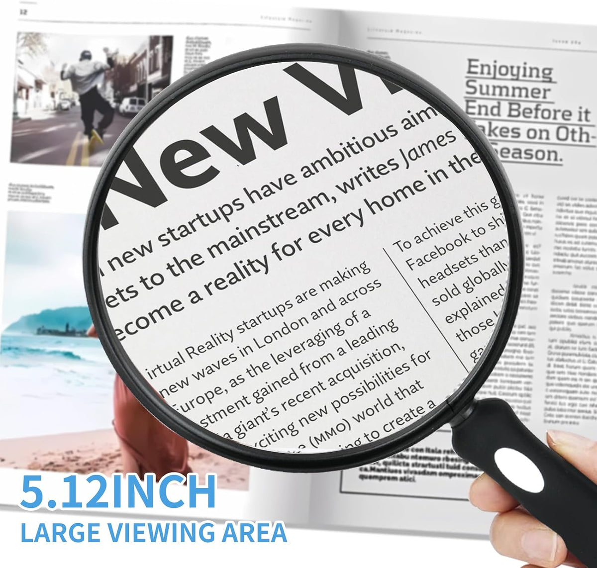 10X Large Magnifying Glass for Reading, Upgraded Handheld Magnifier with 5.12inch