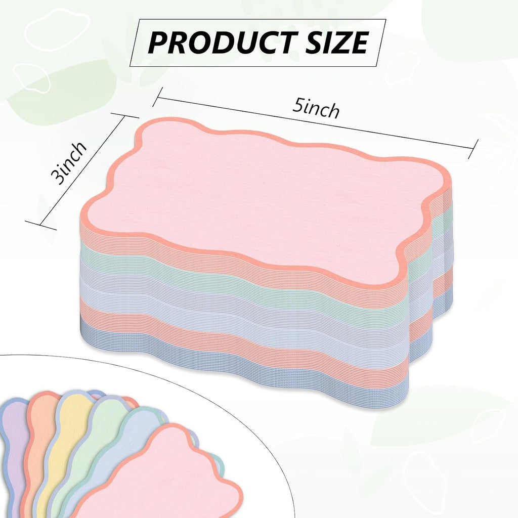 Whaline 120 Pack Pastel Index Cards 3 x 5 Inch Cardstock Flashcard Colorful Scalloped