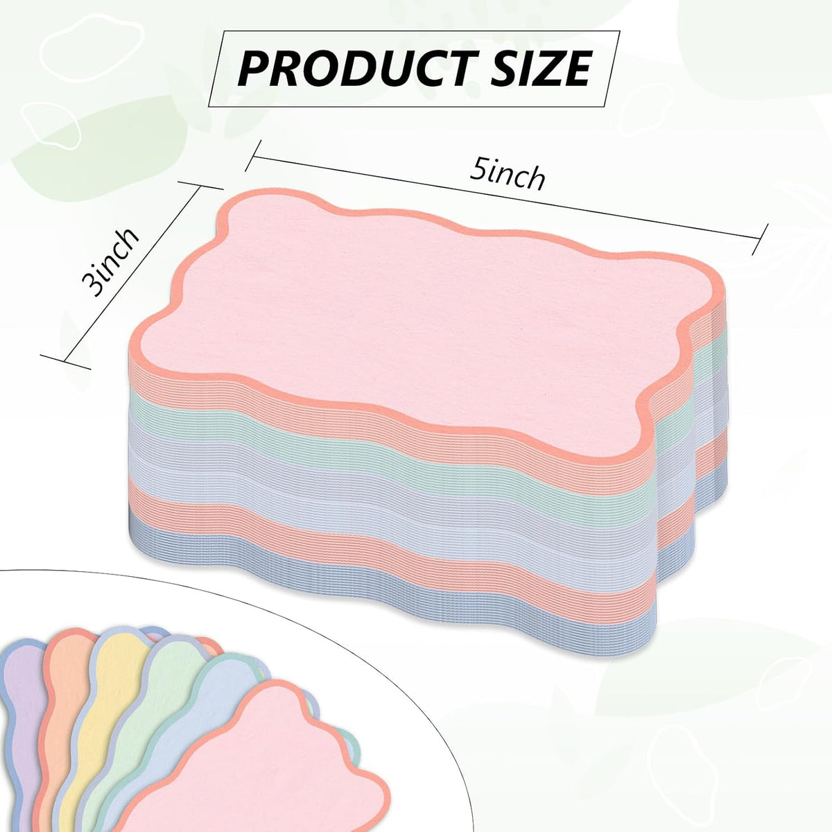 Whaline 120 Pack Pastel Index Cards 3 x 5 Inch Cardstock Flashcard Colorful Scalloped