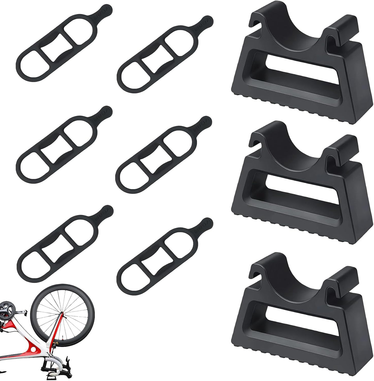 (3-Pack) Bike Handlebar Stand with 6 Silicone Straps