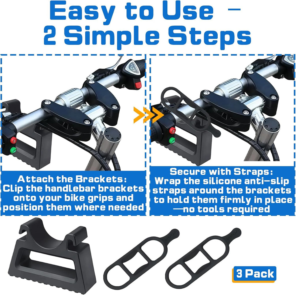 (3-Pack) Bike Handlebar Stand with 6 Silicone Straps