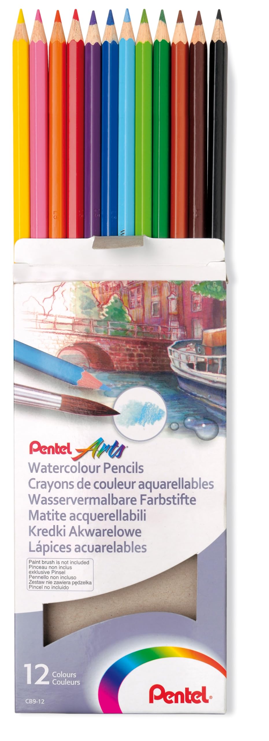Pentel Arts Watercolour Pencil Set - Assorted, 24 Count (Pack of 1)
