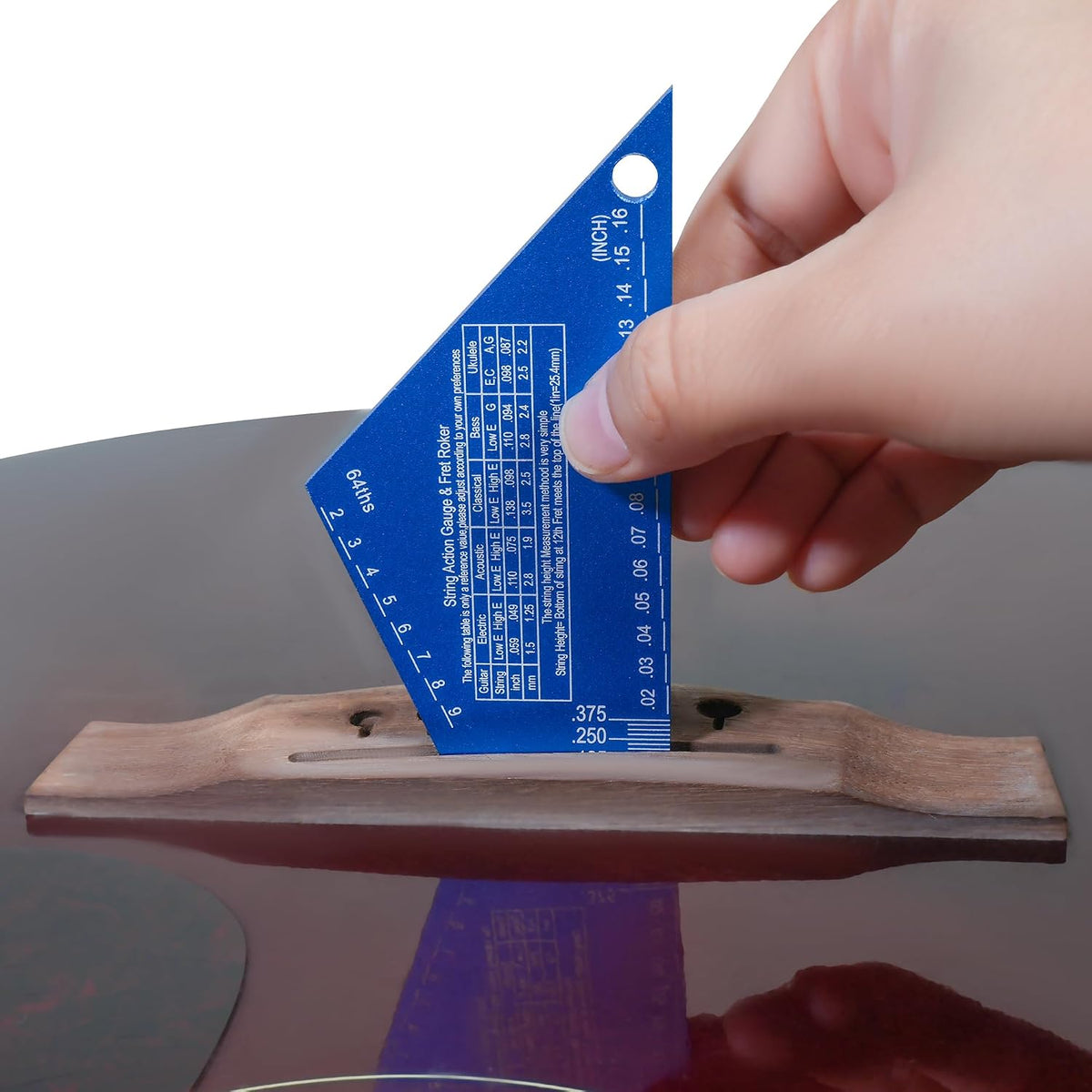 2-in-1 Guitar Fret Rocker & String Action Gauge Ruler Tool