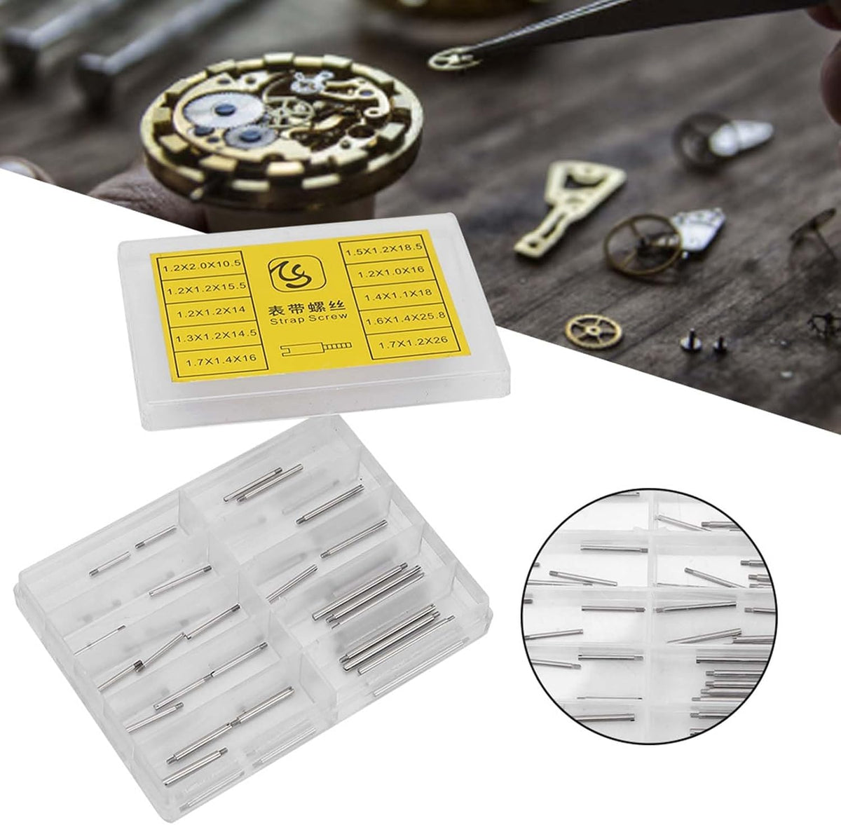 100Pcs Watch Band Screws Replacement, Stainless Steel 2 Boxes Replacement Kit