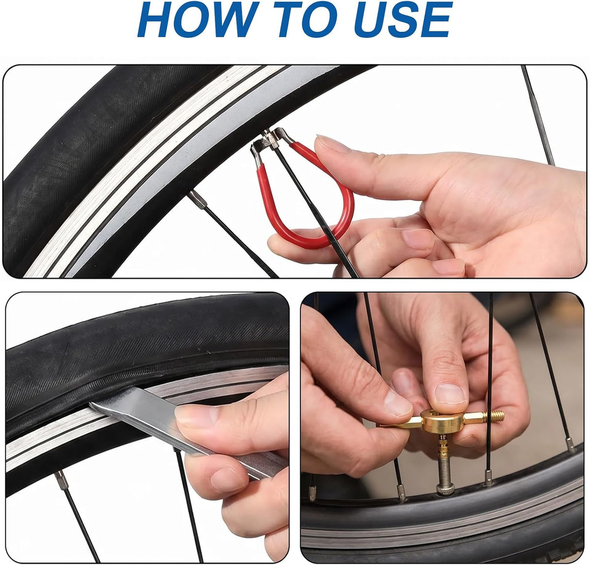 9 Pcs Bike Repair Tool Kit, Steel Spoke Wrench Set with Rubber Grip