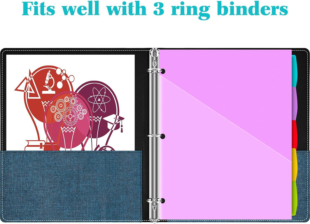 INFUN Plastic 5-Tab Binder Dividers with 2 Pockets - 3 Sets