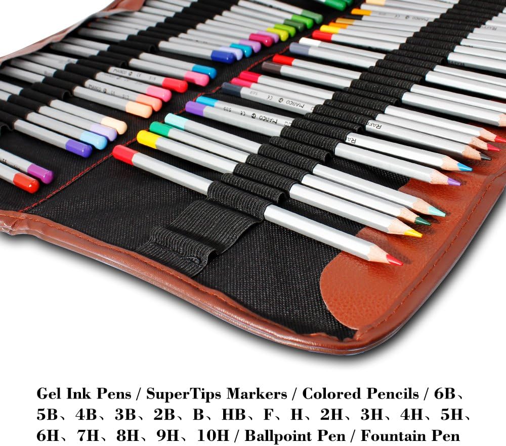 2 Pack Colored Pencils Roll, SENHAI 48 Slot+ 72 Slot Canvas Pencil Organizer Bag/Wrap