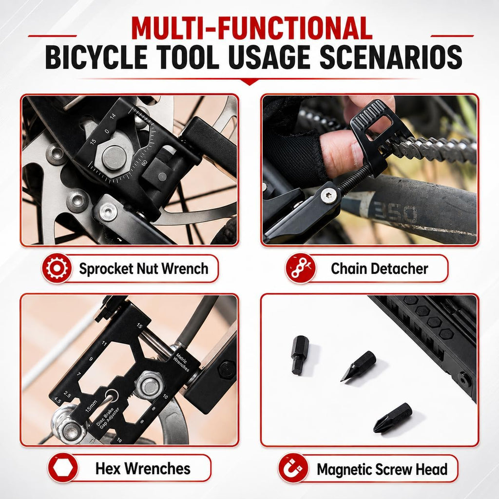 38-in-1 Bike Multitool – Portable Magnetic Bike Repair Tool Set with Tire Levers