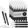 MotiMind 24 Pcs Long Nib Marker Bulk Deep Hole Marker, Black