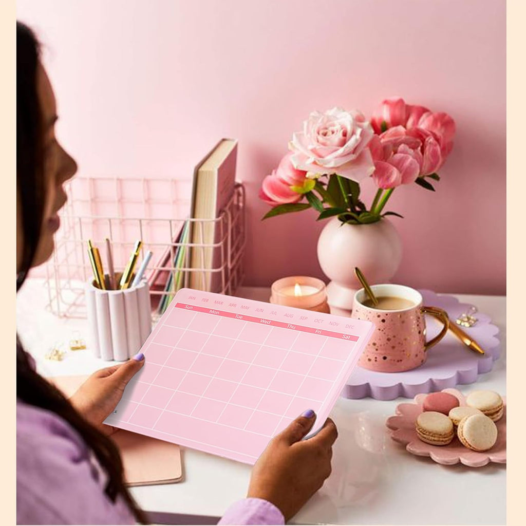 Calendar Dry Erase Board,12"X10",Acrylic Desk Calendar with Stand