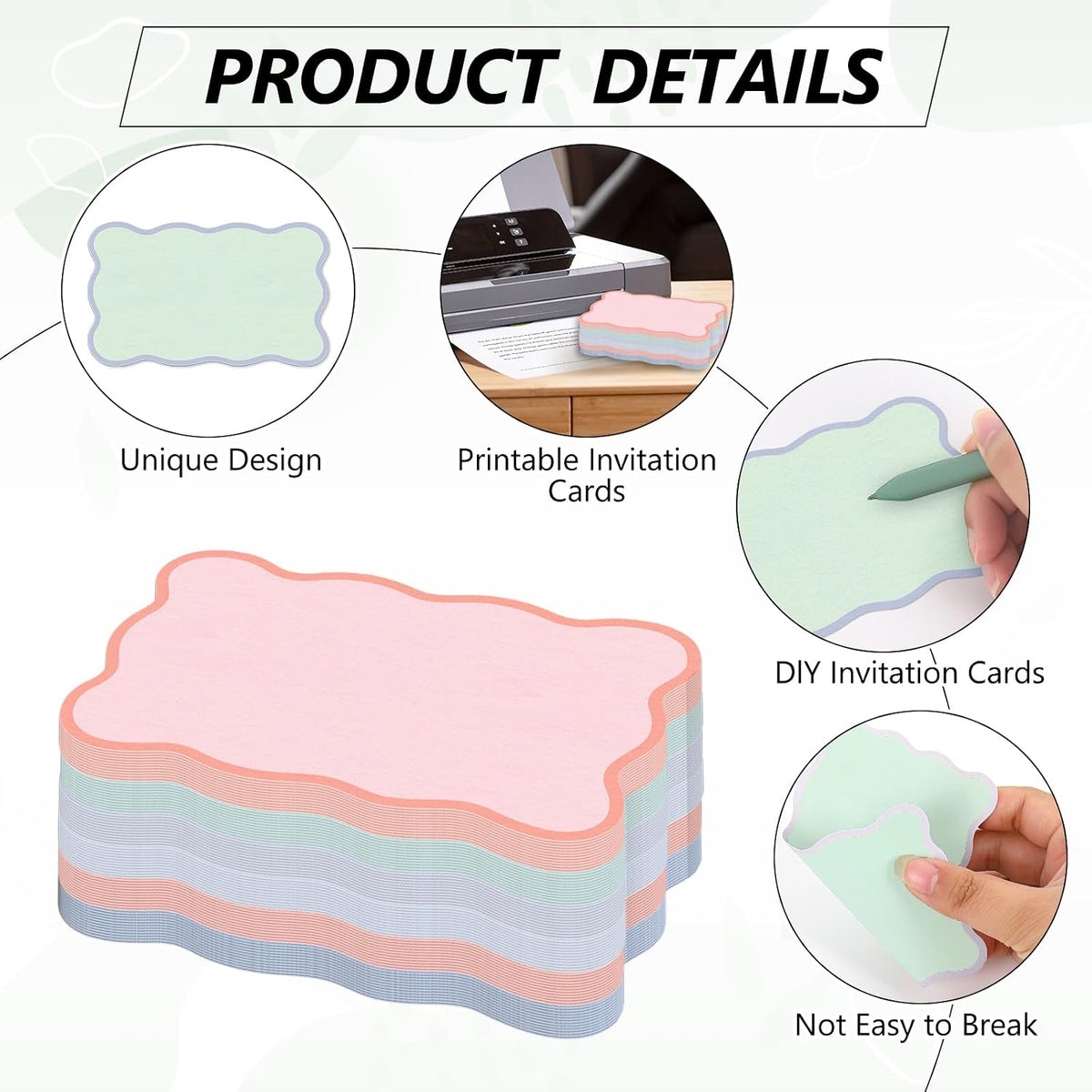 Whaline 120 Pack Pastel Index Cards 3 x 5 Inch Cardstock Flashcard Colorful Scalloped