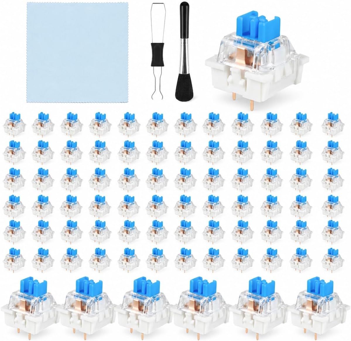 90 Pcs Clickers for 3D Prints,Includes Keycap Puller Cleaning Brush Cloth