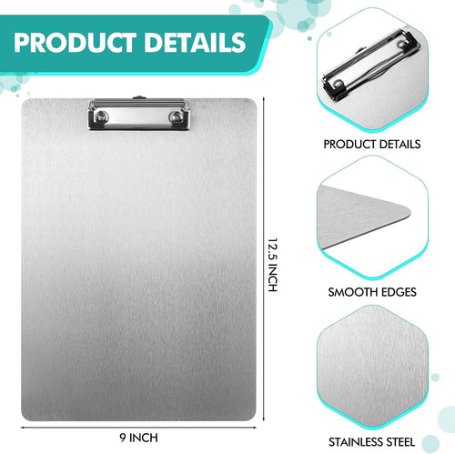 1 Pcs Stainless Steel Contractor Clipboard 9 x 12.5 Inch Letter A4