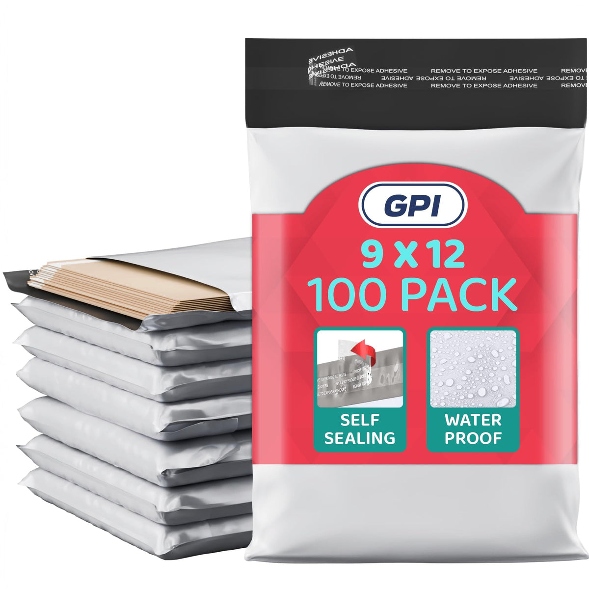 5" x 7" Poly Mailers, 200 Pack, 2.5 Mil, White Self Seal Waterproof, GPI