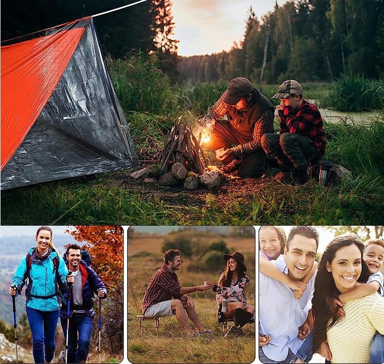 2 Person Emergency Survival Sleeping Bag Thermal Bivy Shelter Tent Kit Mylar Tube