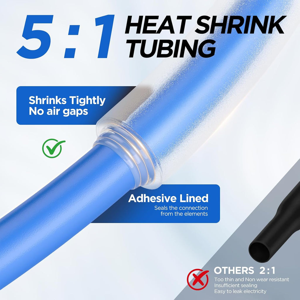 5:1 Heat Shrink Tubing Kit 600 PCS, Industry-Leading 5:1 Ratio Adhesive Lined