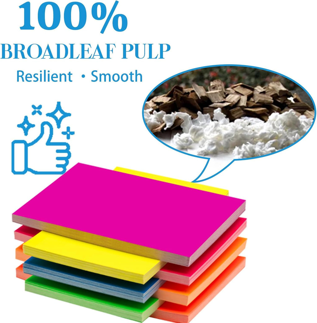 Index Cards 301-Count 3x5 Inch,178GSM Heavyweight Set of 7 Fluorescent Colors Paper