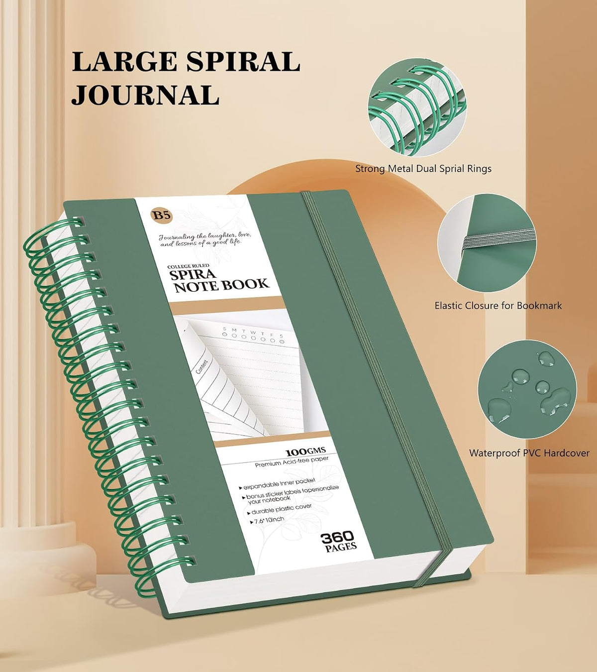 Spiral Notebook Journal, 360 Pages College Ruled Notebooks