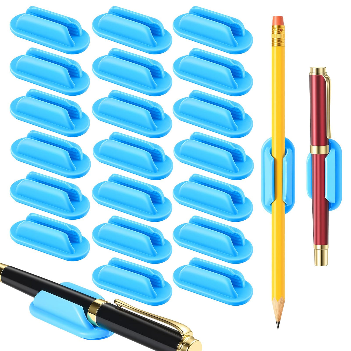 VZZNN 20 Pack Adhesive Pencil Holders for Desk Flexible Silicone Pen Holder Marker