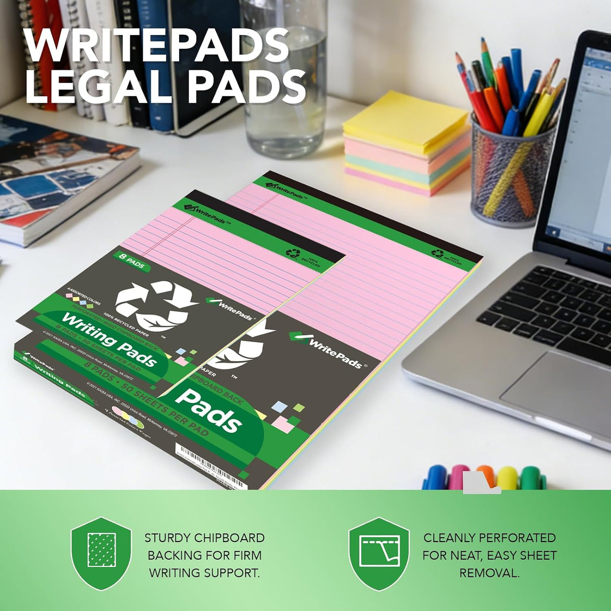 KAISA Colored Legal Pad 15lb Recycled Paper Writing Pad