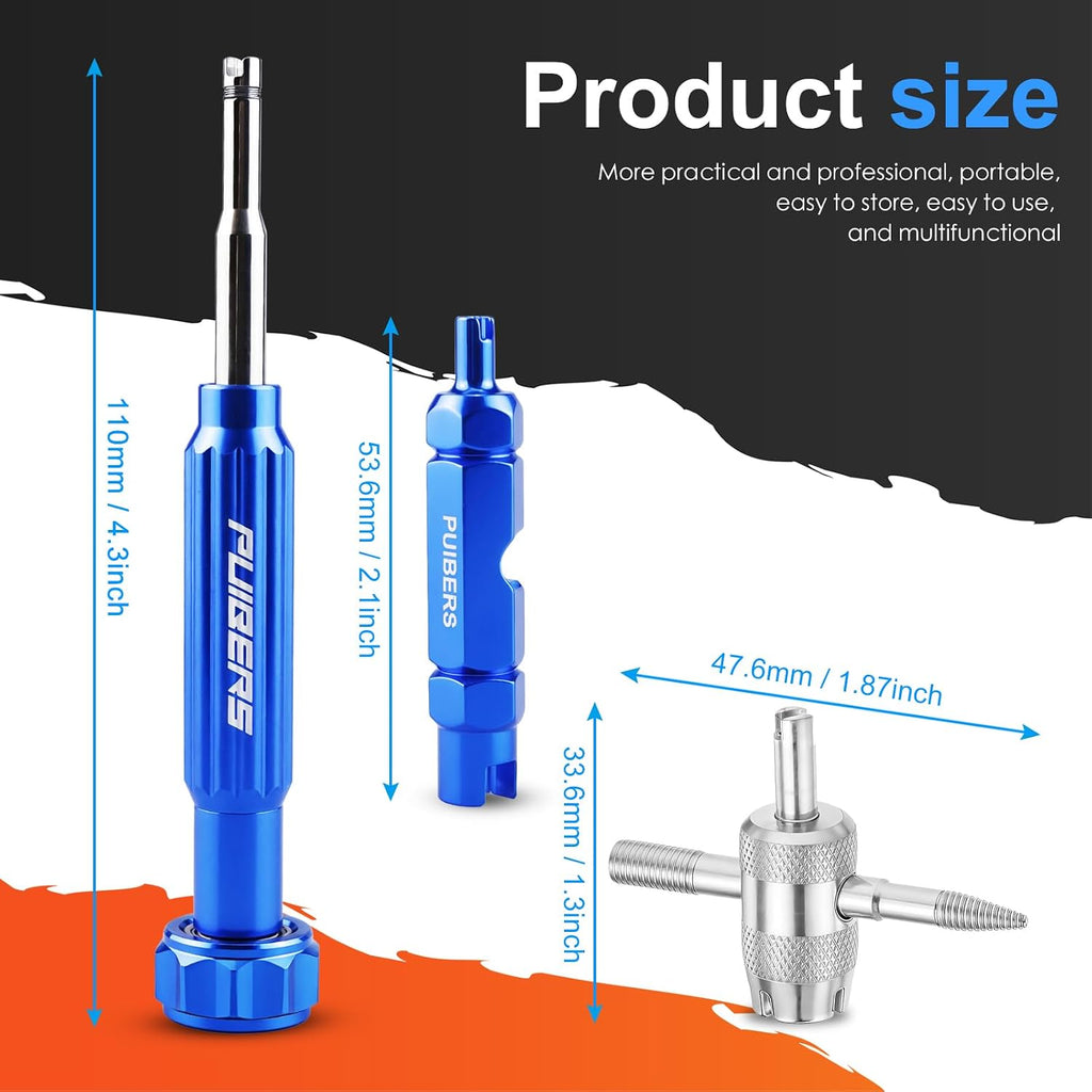Tire Valve Stem Removal Tool Kit 3-Piece Set, Presta and Schrader Valve Core Removal