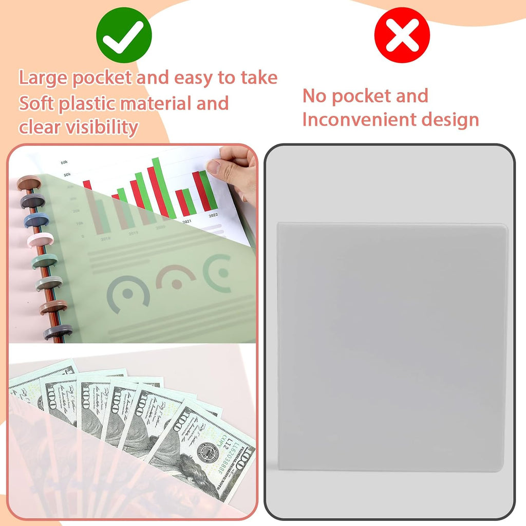 8 Pcs Discbound Pocket Dividers 8.5 x 11 Dividers with Tabs and Pockets Discbound Pocket