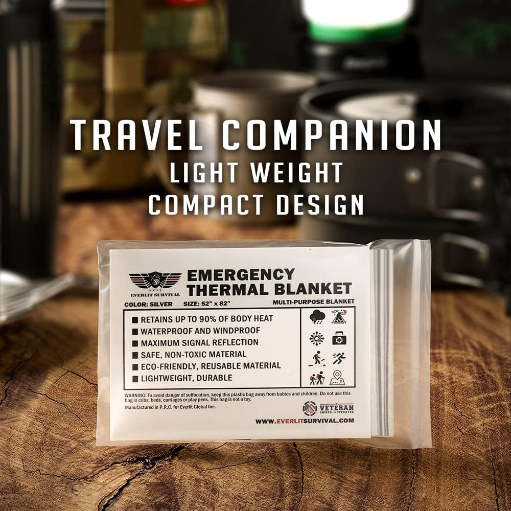 EVERLIT Survival Emergency Mylar Thermal Blankets -Space Blanket Survival kit Camping