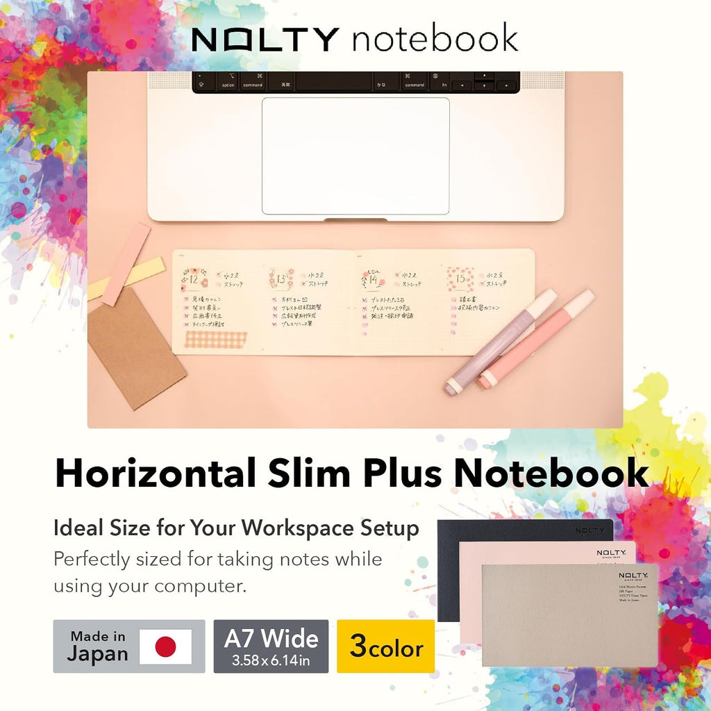 NOLTY NOTE Horizontal Slim Plus Graph Matrix, 3.5mm Grid, Pink, NTY3205