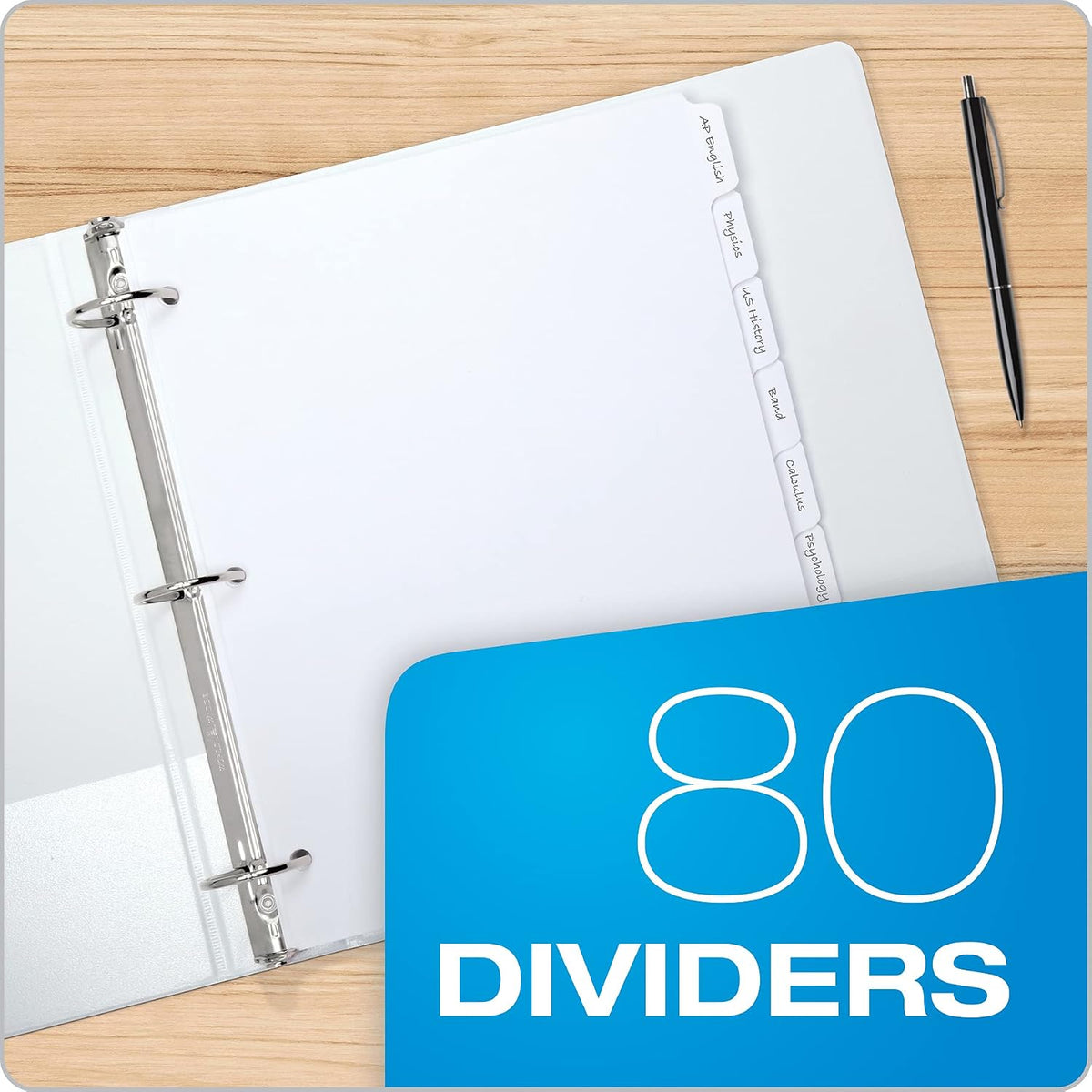 Oxford Binder Dividers for 3 Ring Binders, 10 Pack, 8-Tab Dividers, Write On Tabs