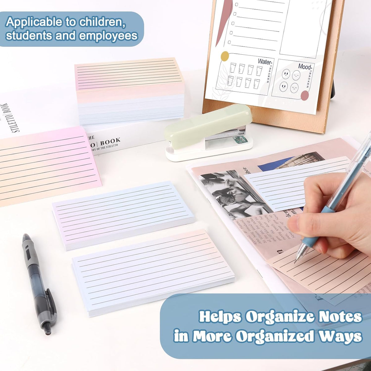 100 Pack Ruled Index Cards 3x5 Gradient Colored Index Cards Heavy Weight Note Cards