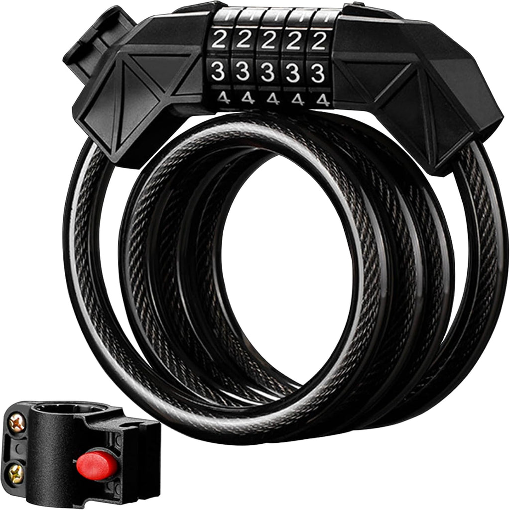 Bike Lock Combination Bike Cable Lock - 5 Digit, Bike Locks Heavy Duty Anti Theft
