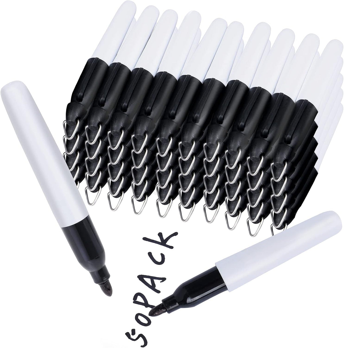 50 Pcs Mini Permanent Markers with Cap Clips Golf Ball Marker Pen Dry Erase Markers with