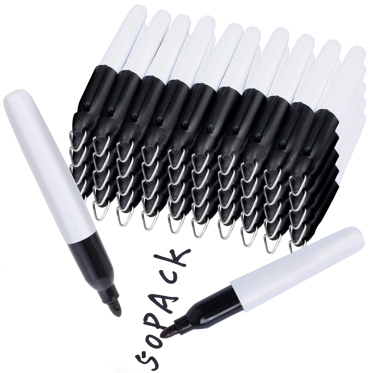 50 Pcs Mini Permanent Markers with Cap Clips Golf Ball Marker Pen Dry Erase Markers with