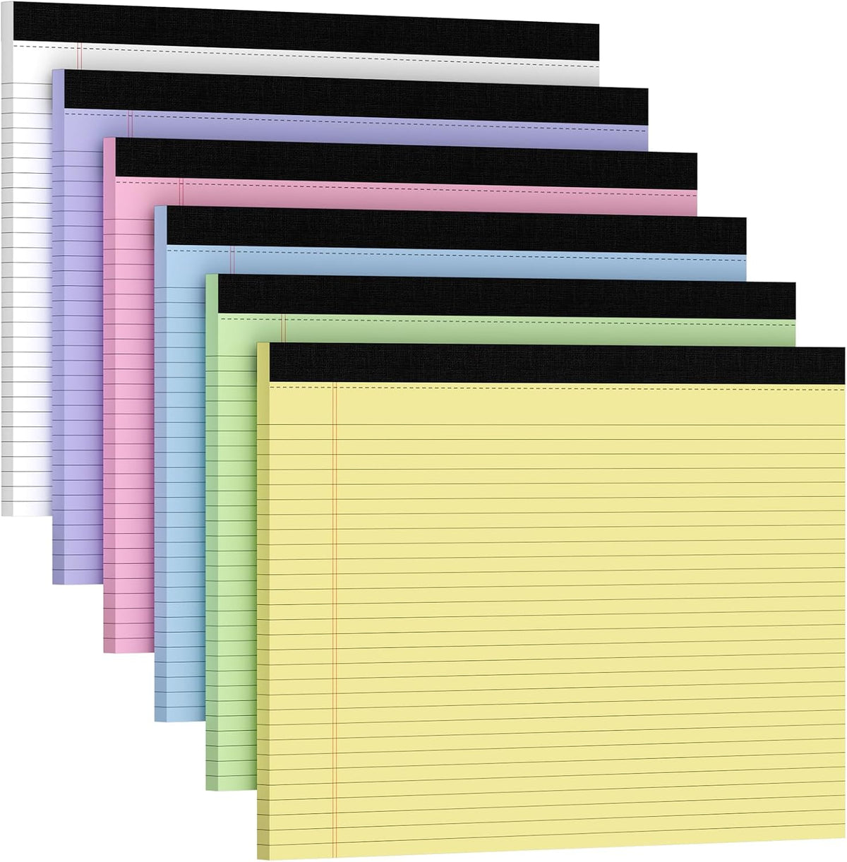 6 Pack Landscape Legal Pads 11x9.5, College Ruled Narrow Rule, Perforated
