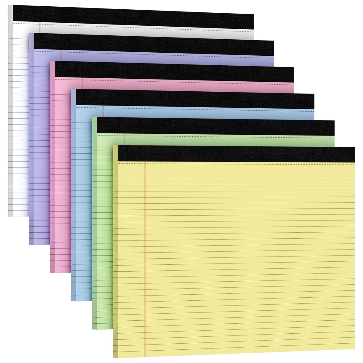 6 Pack Landscape Legal Pads 11x9.5, College Ruled Narrow Rule, Perforated