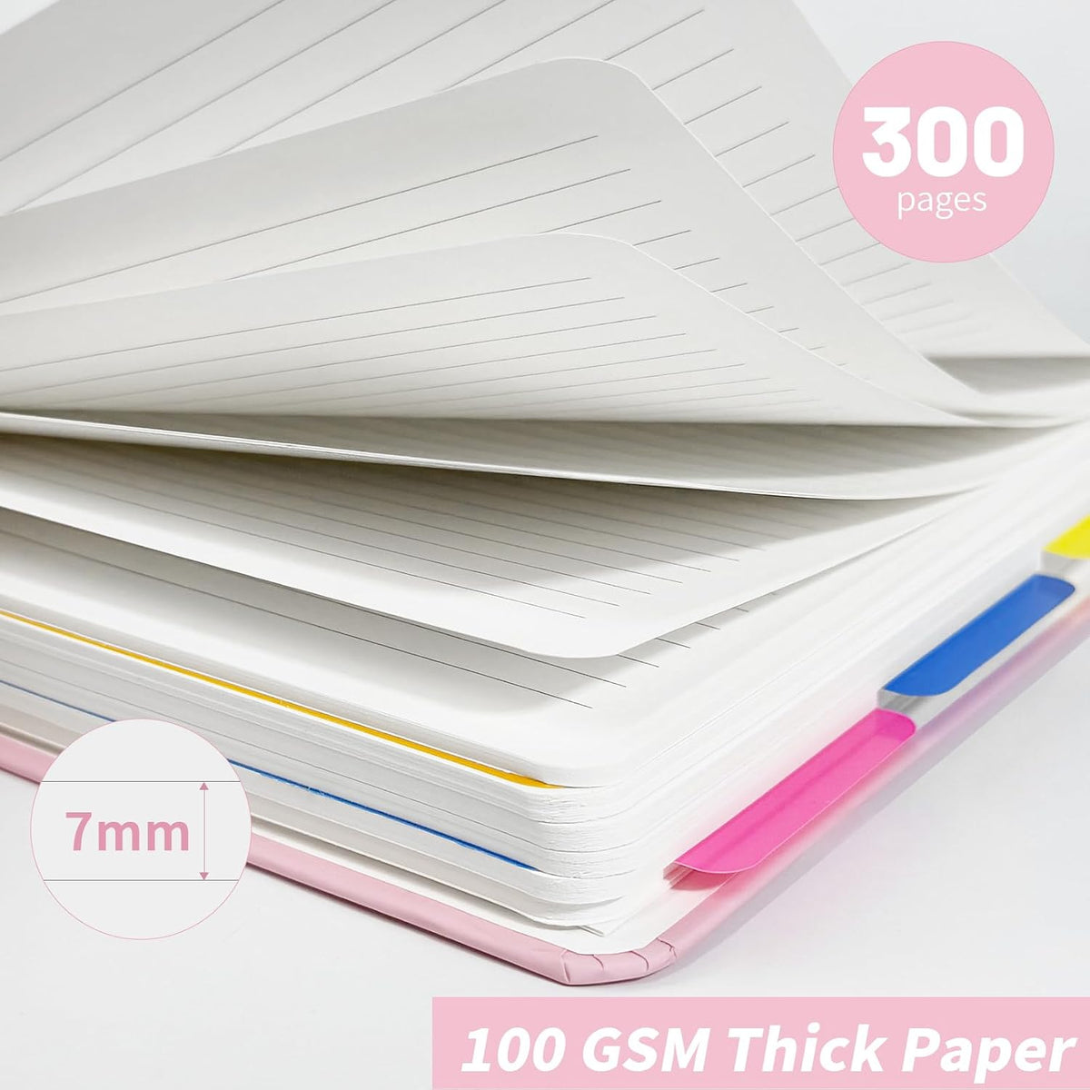 300 Pages 5 Subject Notebook College Ruled Pink with Dividers