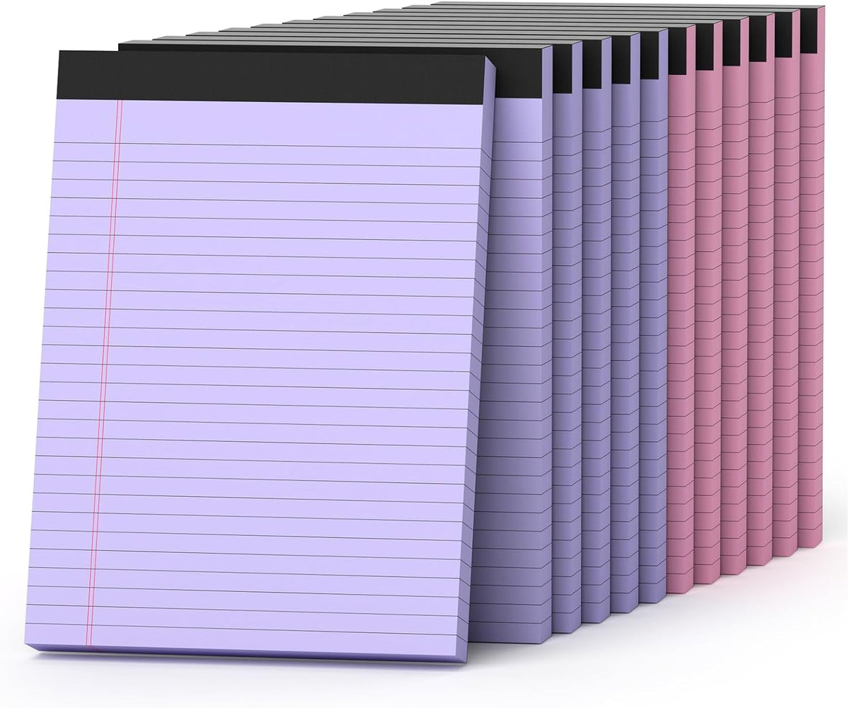 8.5 x 11 Legal Pads, Colored Legal Pads, Wide Ruled, 12 Pack Note Pads 8.5 x 11