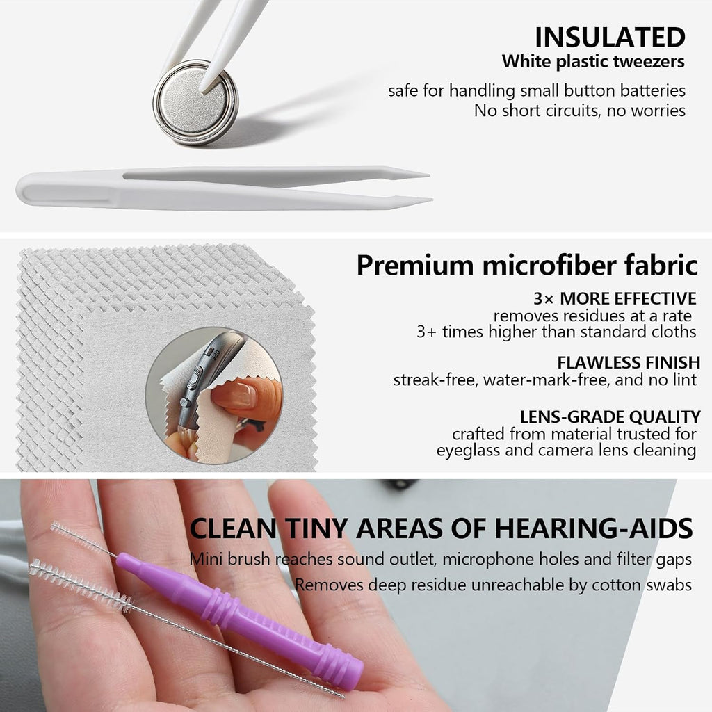 Hearing Aid Cleaning Kit Multipurpose Tools for Hearing Amplifier Earbuds