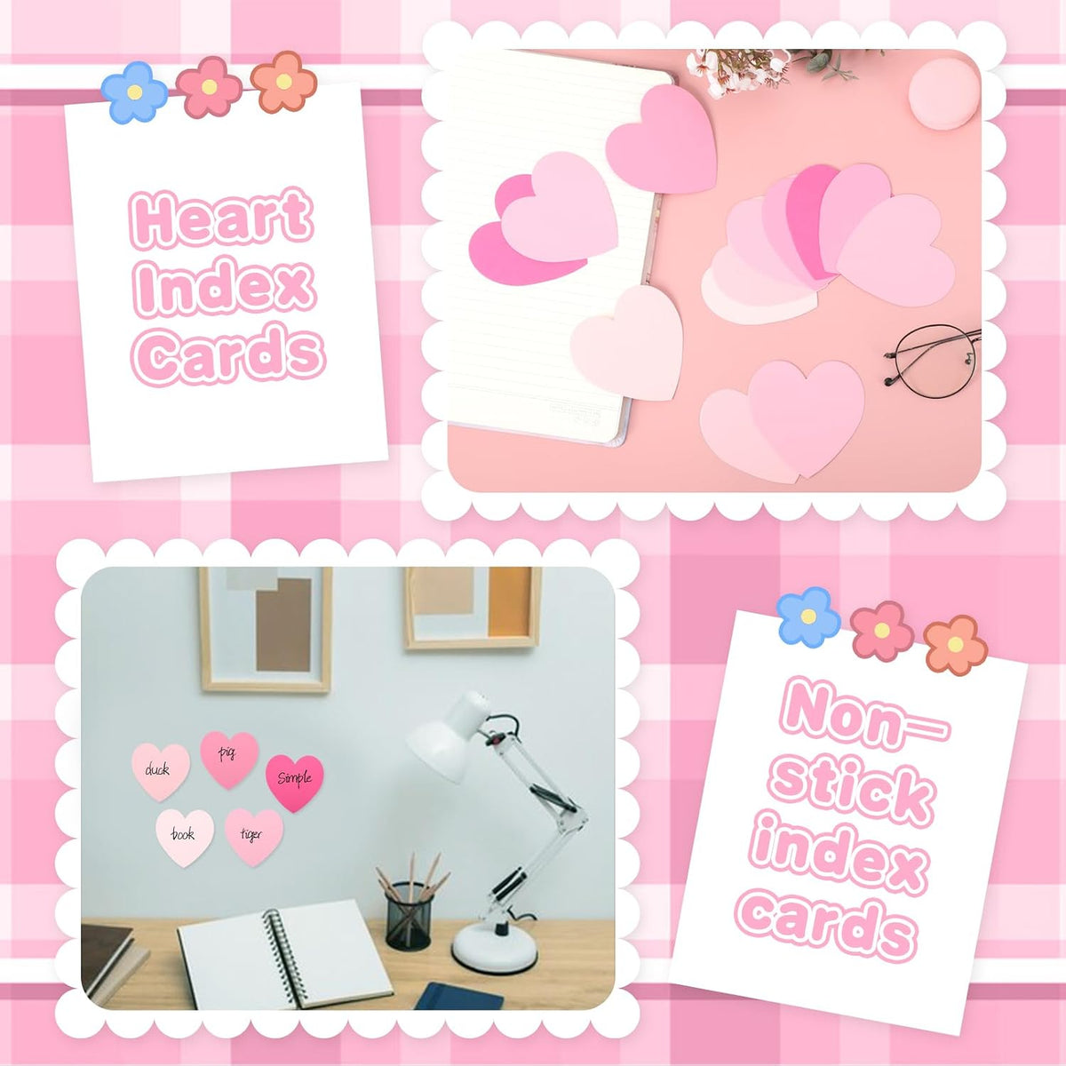 300 Pcs Index Card Heart Shaped Note Cards Blank Index Cards 3x3 Pink Note Cards Colors