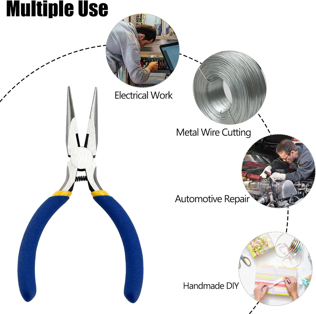 5 Inch Needle Nose Pliers Set, 6 Pack Small Needle Nose Pliers, Jewelry Pliers Set