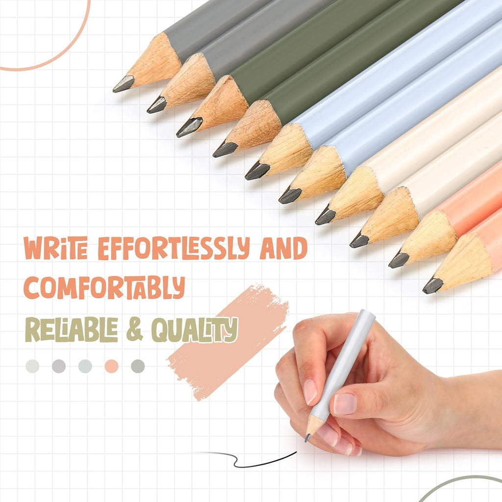 Marspark 30 Pcs Short Triangular Fat Pencils Jumbo Wood, Fresh Colors