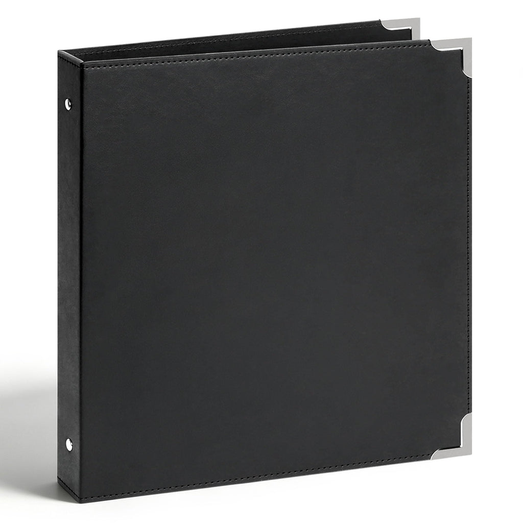 Vienrose 1 Inch PU Faux Leather 3 Ring Binder, Black, Letter Size