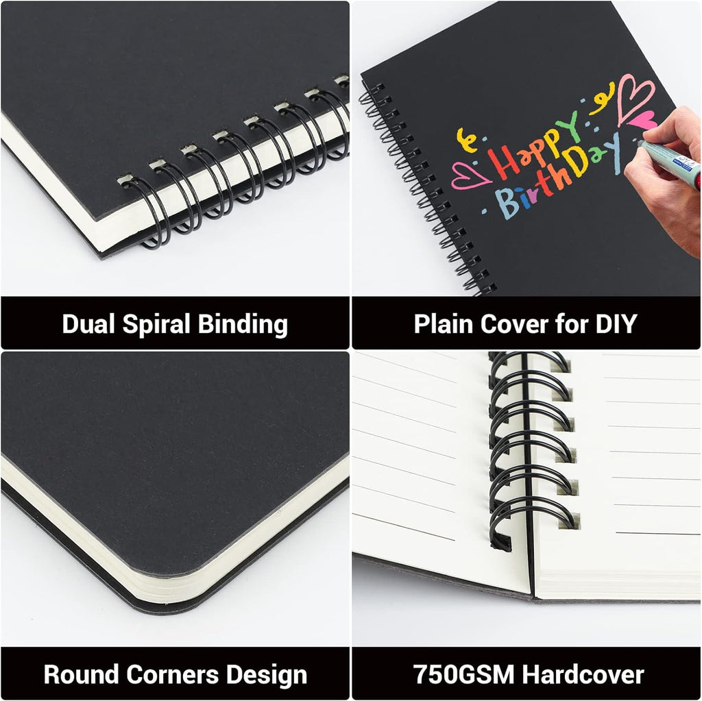EUSOAR Spiral Lined Notebook, A5 3packs 5.5"X8.3" 120 Pages Hardcover Lined Travel