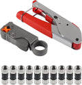 DIANN Coax Cable Crimper Coaxial Compression Tool Kit Wire Stripper with 10pcs F RG6 RG59