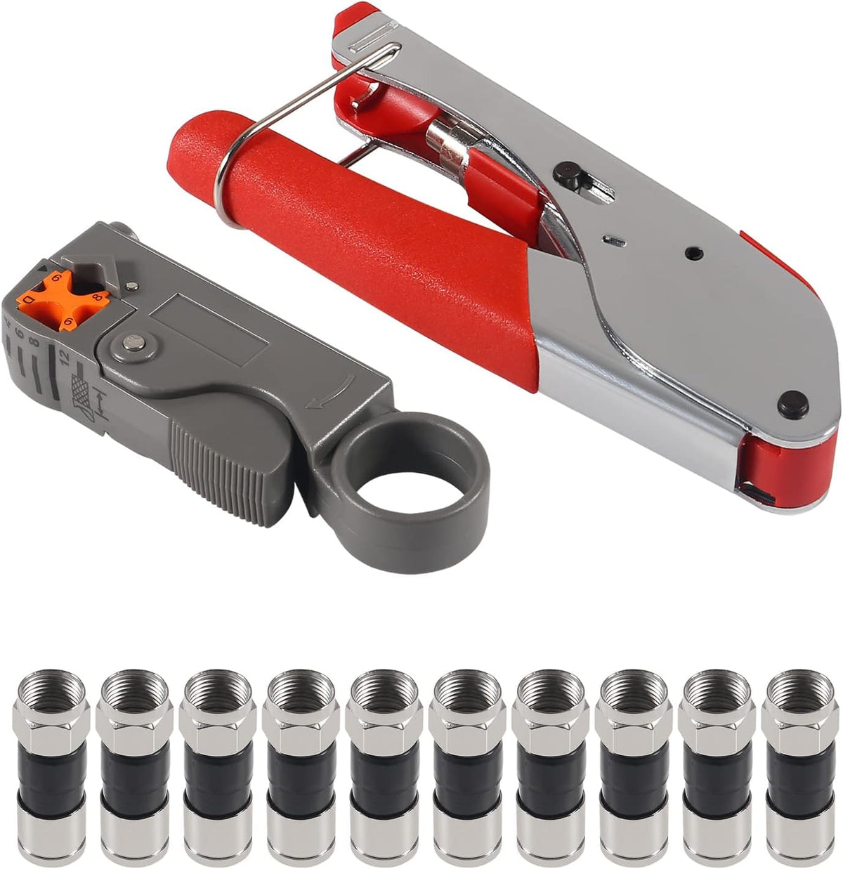 DIANN Coax Cable Crimper Coaxial Compression Tool Kit Wire Stripper with 10pcs F RG6 RG59
