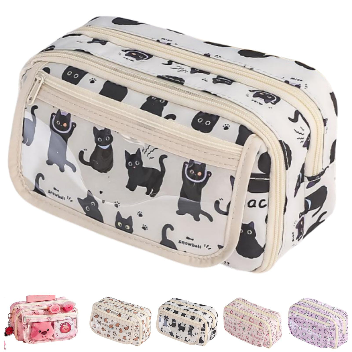 Cute Kawaii Pencil Case Pouch Cartoon Pen Box Holder Organizer for Office Workspace