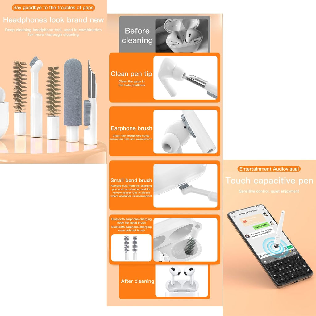 LOKEKE Multifunctional Cleaning Brush Kit, All-in-One Laptop Cleaning Tool