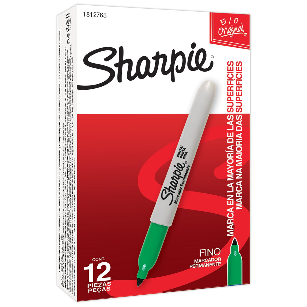 Sharpie Permanent Markers, Fine Point, Blue, 12 Count