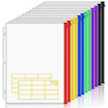 KTRIO 12 Pack Binder Pockets, 8.5 x 11 Zipper Pouches for 3 Ring Binders