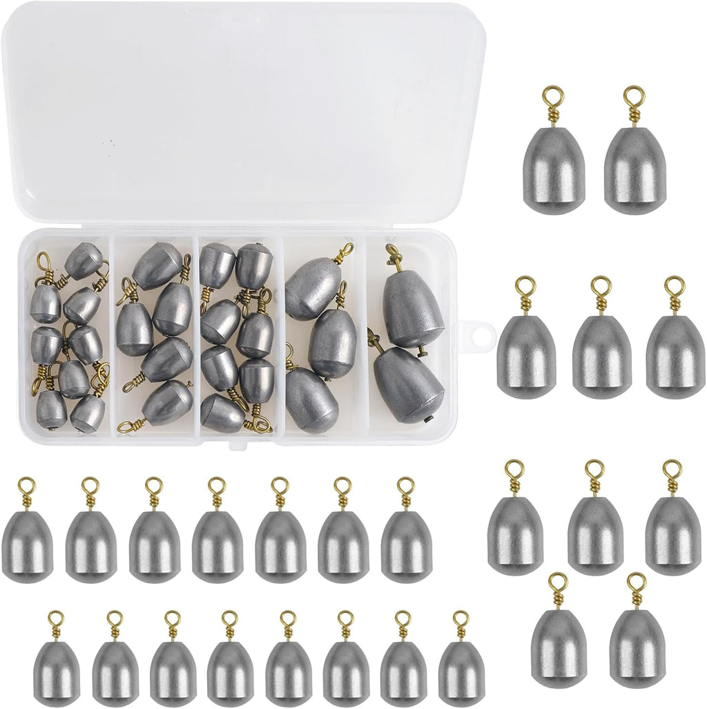 Fishing Weights Sinker Kit 25/54pcs Assorted Sizes Drop Bass Casting Catfish Weights